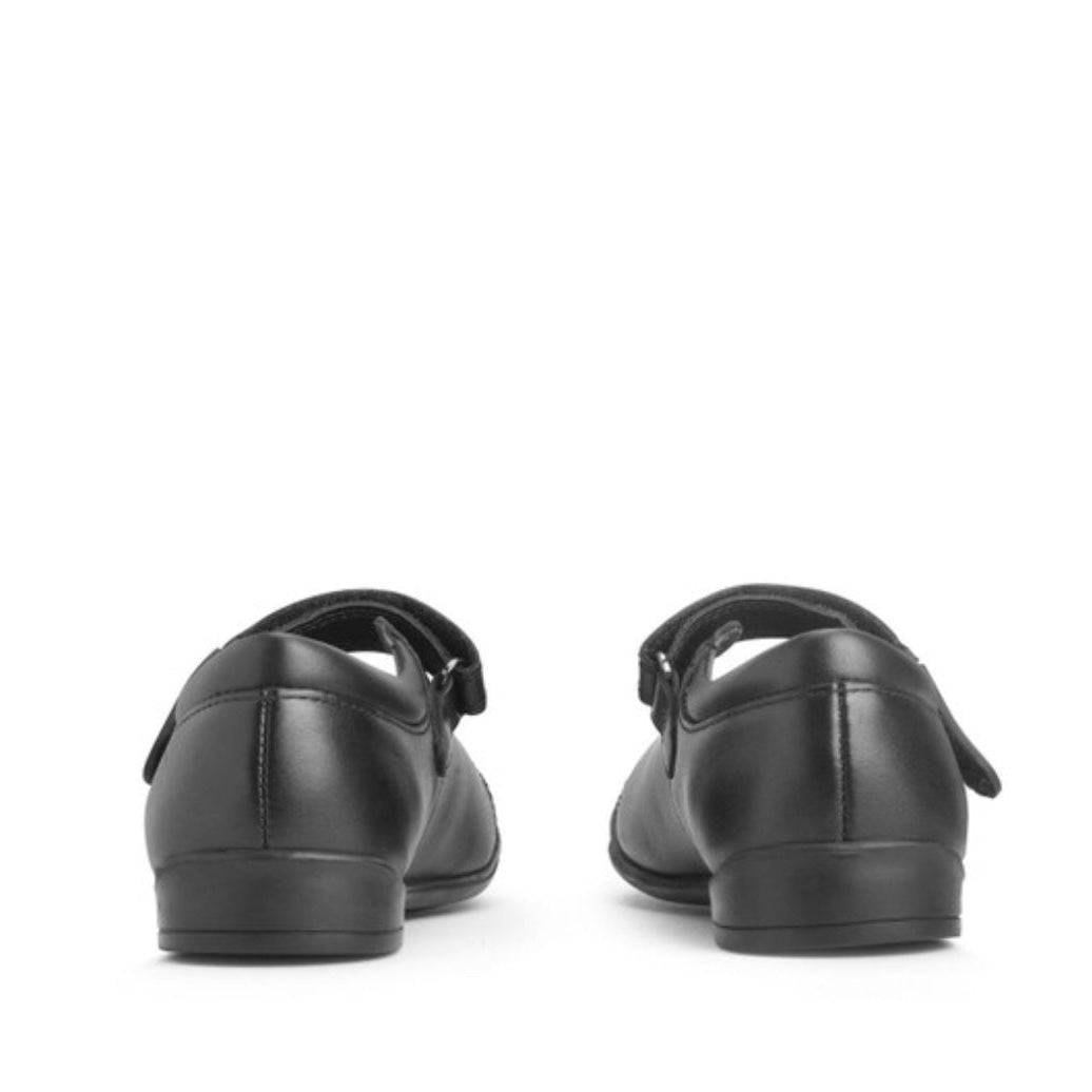 Start-Rite Stardust Black leather girls rip-tape school shoes