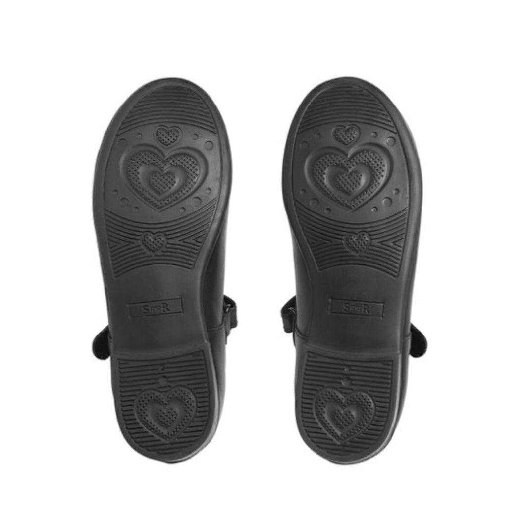 Start-Rite Stardust Black leather girls rip-tape school shoes