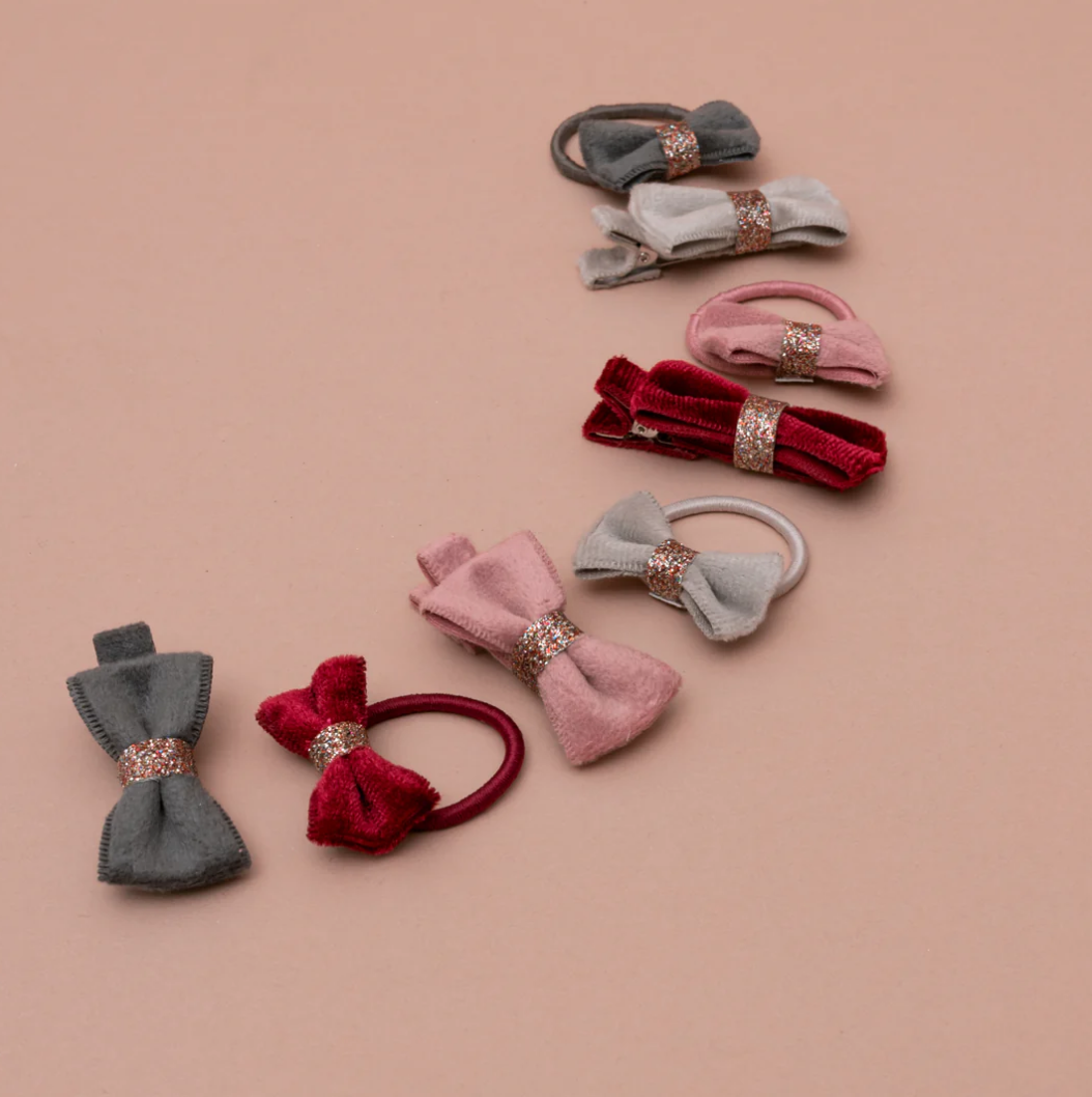 MIMI & LULA Christmas velvet bow mini ponies 8pk