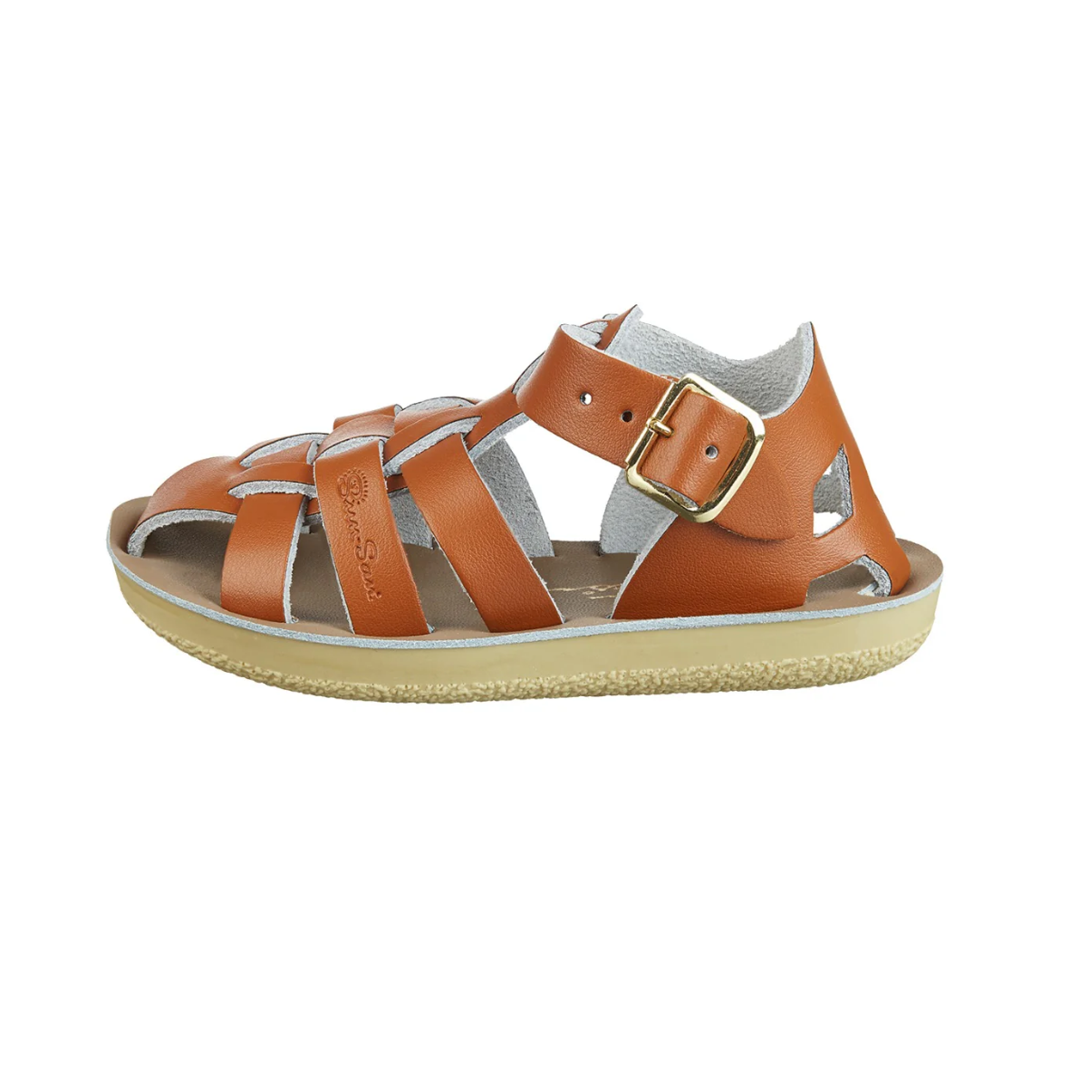 Saltwater Shark Tan Kids Fisherman Sandals