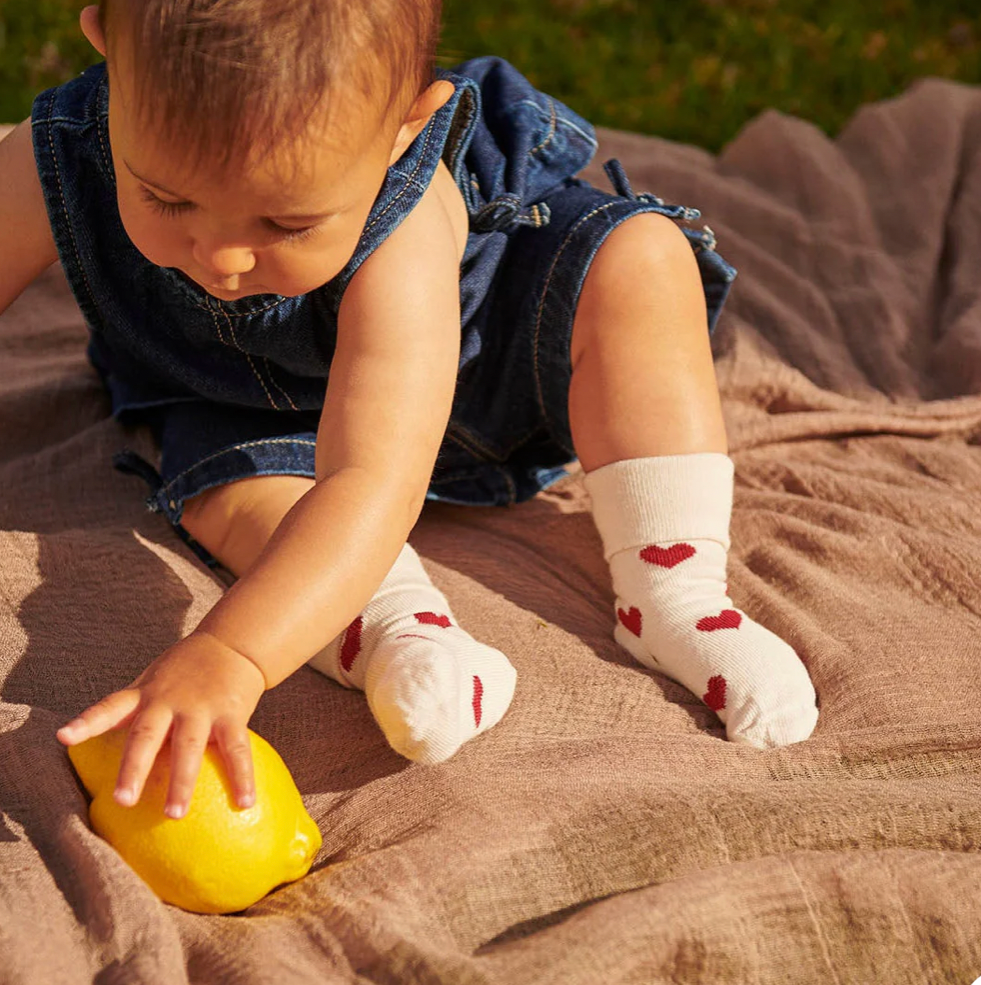MP DENMARK - ALVILDA BABY HEART SOCKS - PINK/WHITE