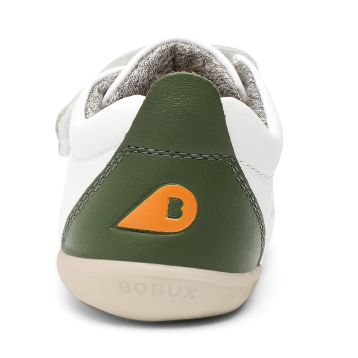Bobux Grass Court White and Forest Leather Trainers