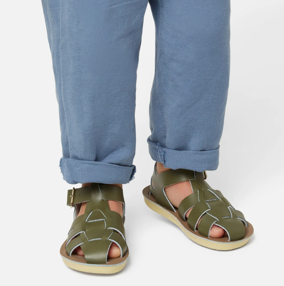 Saltwater Shark Olive Kids Sandals