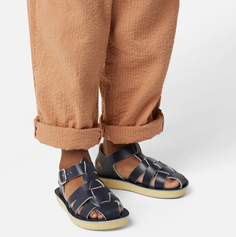 Saltwater Shark Navy Kids Fisherman Sandals