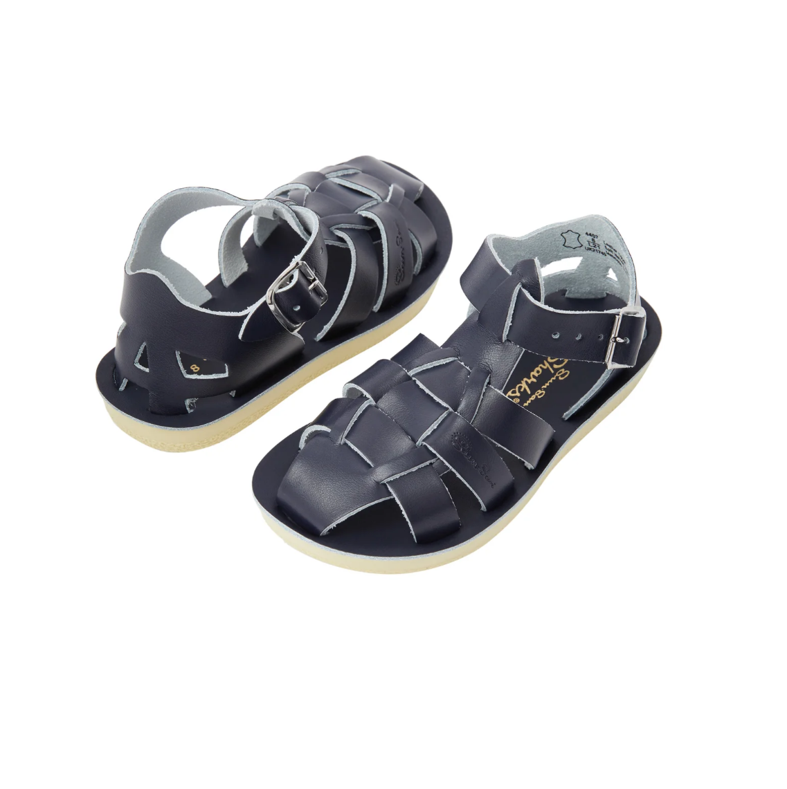 Saltwater Shark Navy Kids Fisherman Sandals