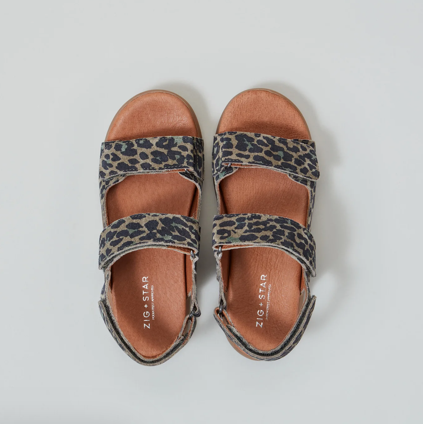 ZIG AND STAR SOLAR JUNIOR STRAP SANDAL KHAKI CAMO ANIMAL