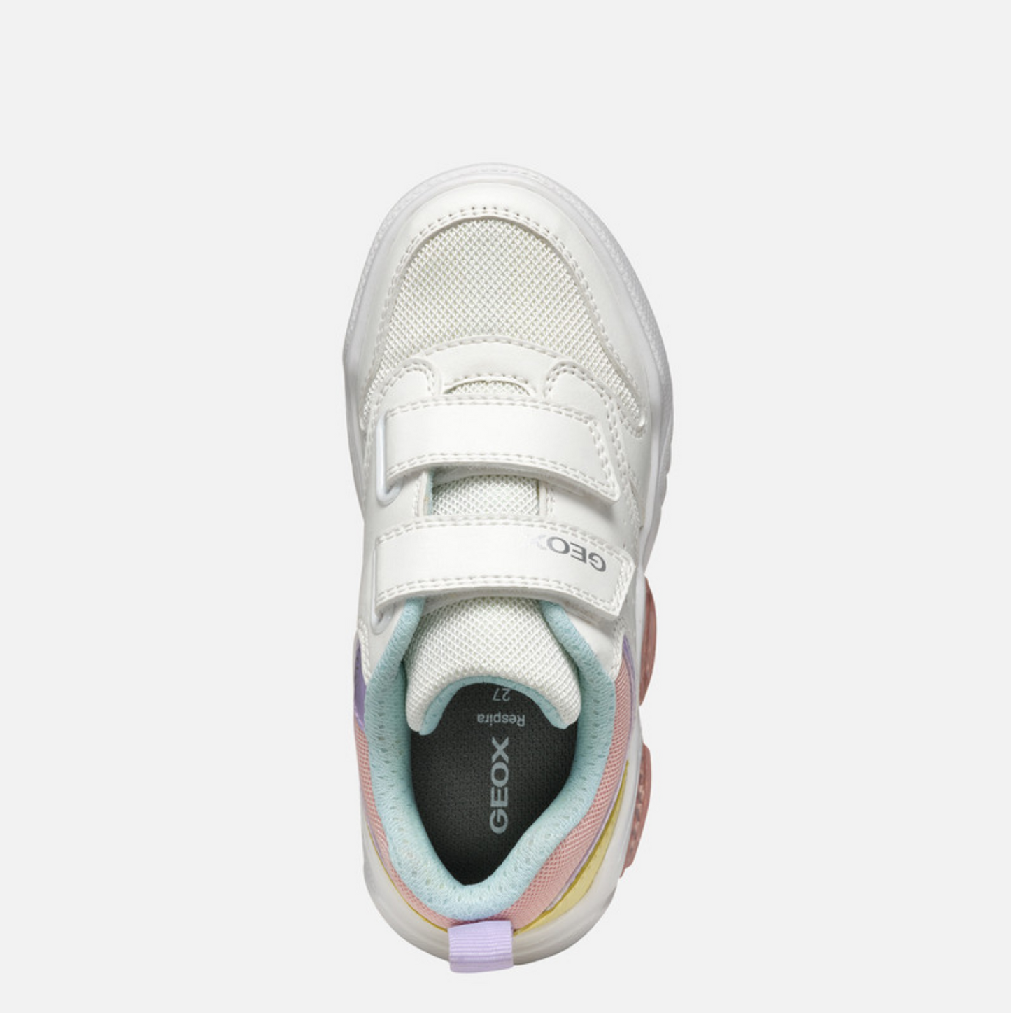 GEOX J Illuminus G.A White and Pink Light up Trainer