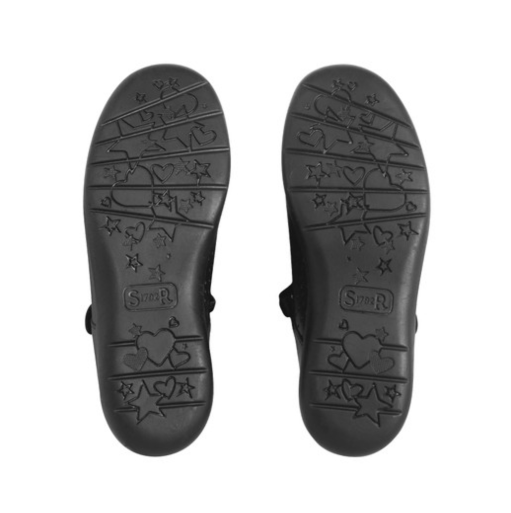 Start-Rite Bella Black leather girls rip-tape bow school shoes