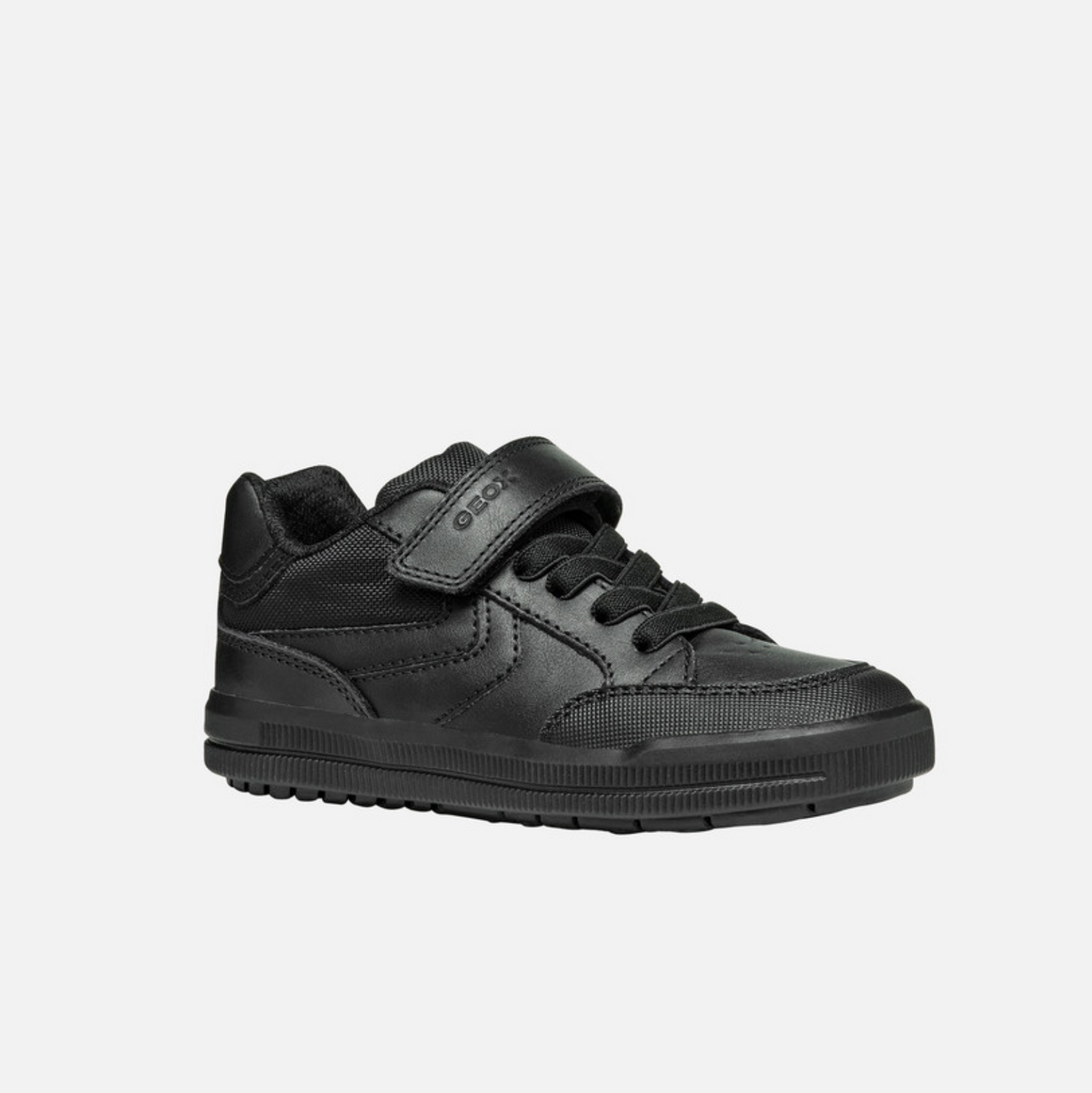 GEOX Arzach Junior Black Leather School Shoes
