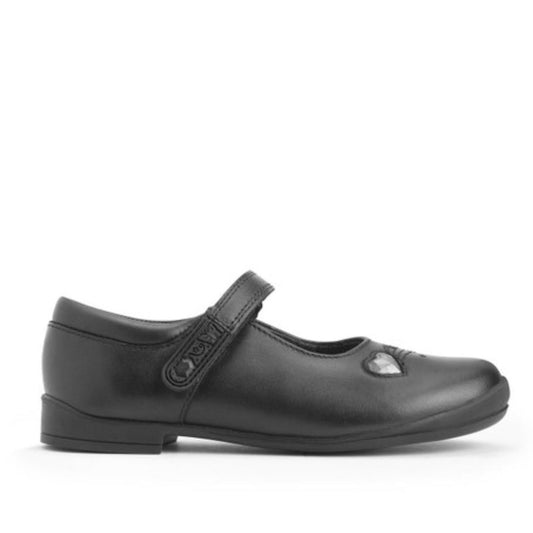 Start-Rite Stardust Black leather girls rip-tape school shoes