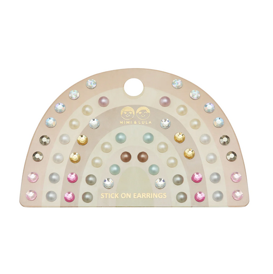 MIMI AND LULA Pink gem & pearl stick on earrings