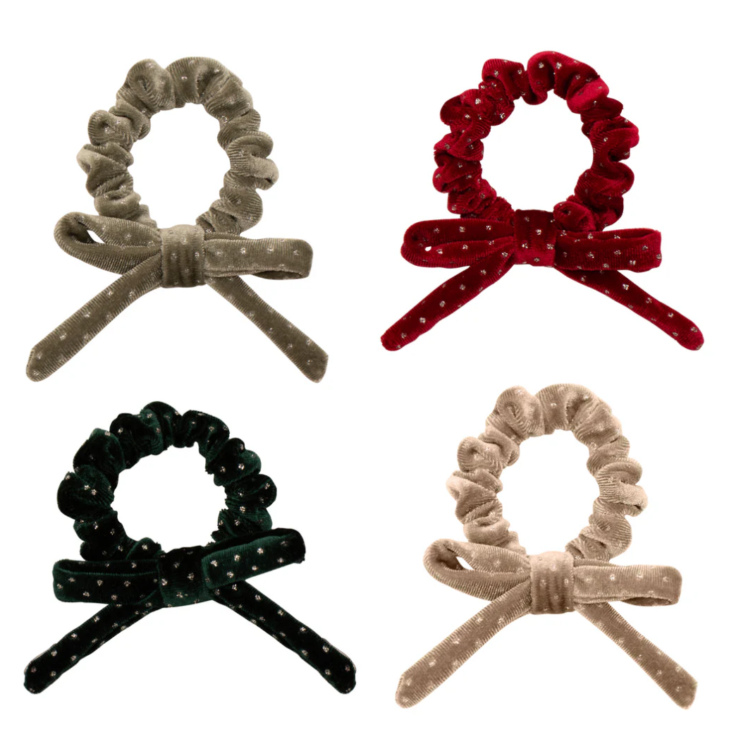 MIMI & LULA Christmas velvet bow scrunchies 4pk