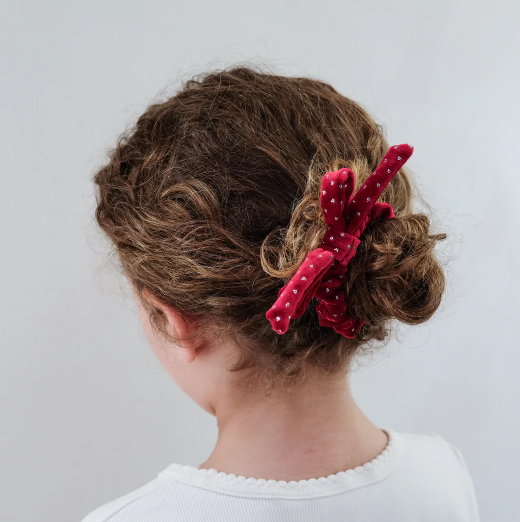 MIMI & LULA Christmas velvet bow scrunchies 4pk