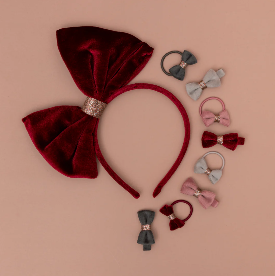 MIMI & LULA Christmas velvet bow mini ponies 8pk