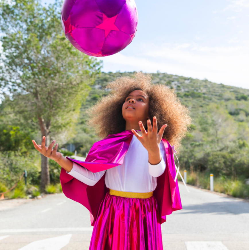 RATATAM - Purple Balloon with Pink Stars in Inflatable Fabric Diam 30 cm