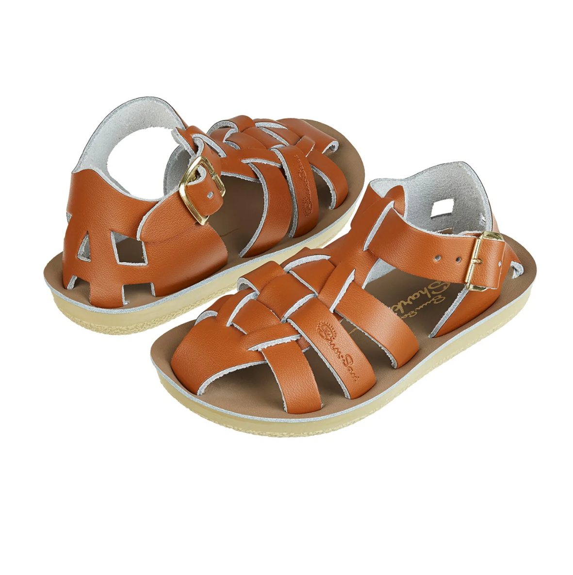 Saltwater Shark Tan Kids Fisherman Sandals