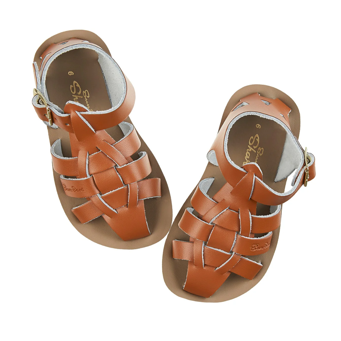 Saltwater Shark Tan Kids Fisherman Sandals