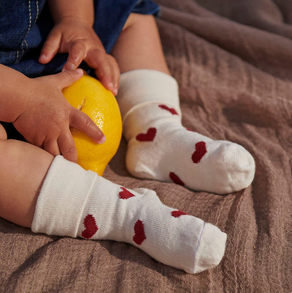 MP DENMARK - ALVILDA BABY HEART SOCKS - PINK/WHITE
