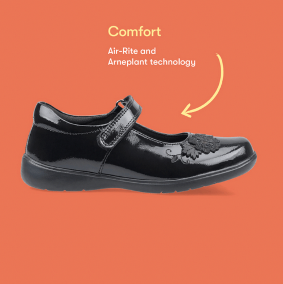 STARTRITE - WISH BLACK PATENT VELCRO SCHOOL SHOES