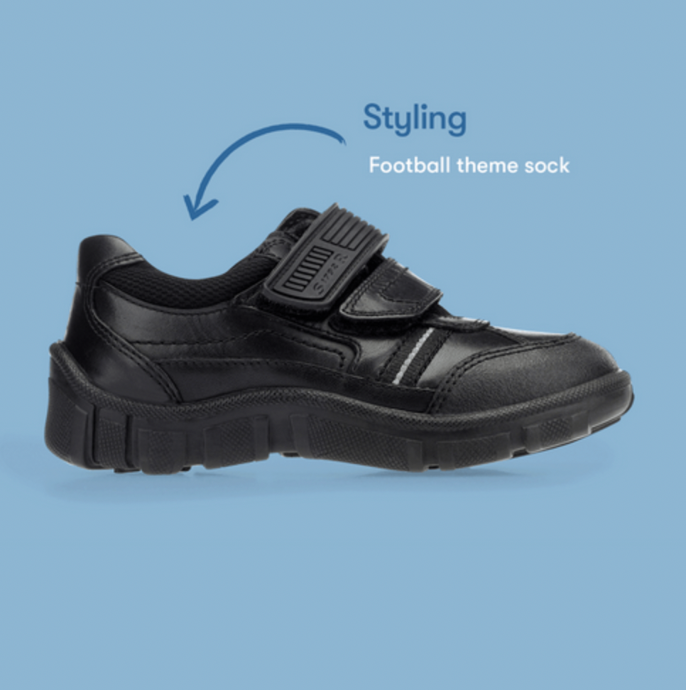 STARTRITE - LUKE - BLACK LEATHER VELCRO SCHOOL SHOES