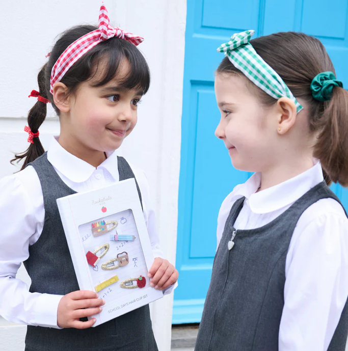 ROCKAHULA - SCHOOL - CHECK AND SATIN SCRUNCHIE GREEN 4PK