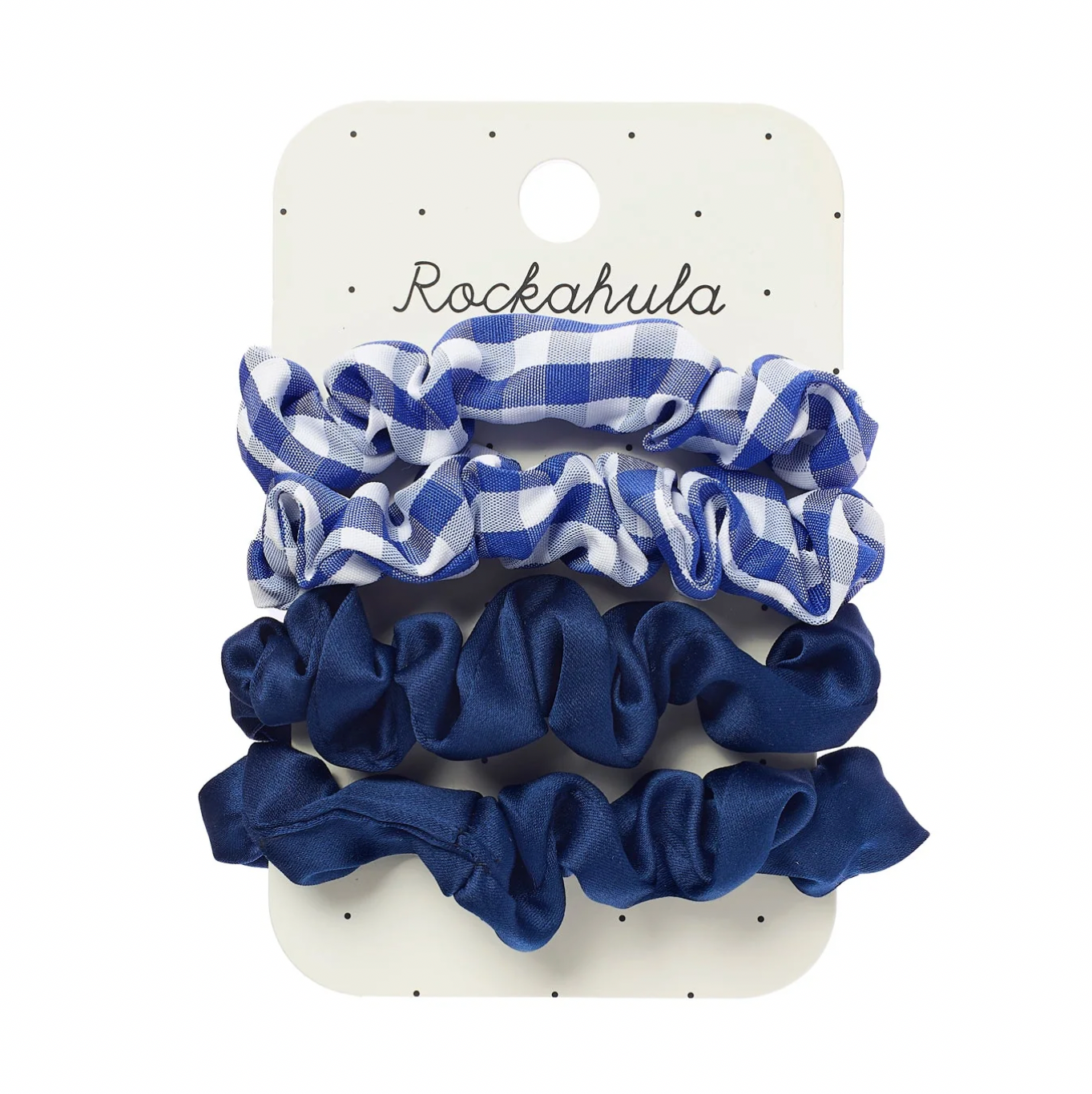 ROCKAHULA - SCHOOL - CHECK AND SATIN SCRUNCHIE BLUE 4PK
