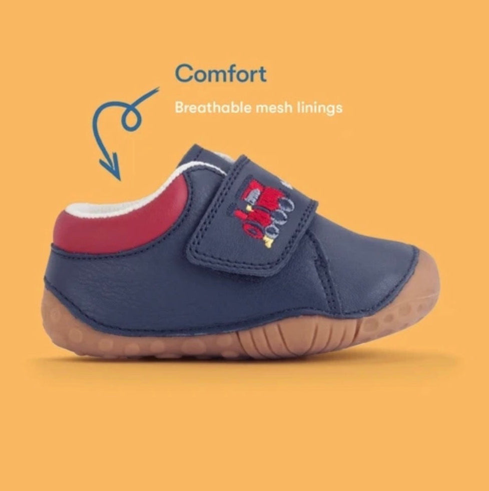 STARTRITE - DINKY- NAVY LEATHER VELCRO PRE-WALKERS