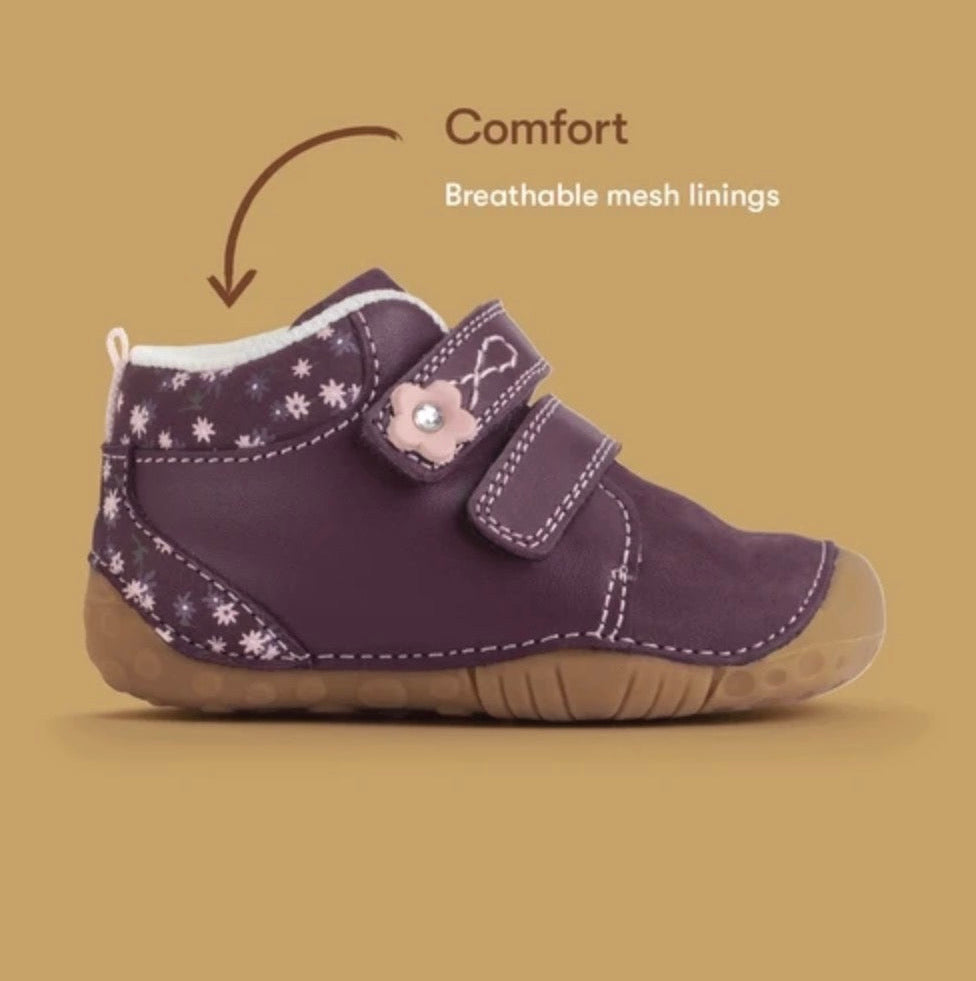 STARTRITE - PIP- BURGUNDY LEATHER/NUBUCK VELCRO PRE-WALKERS