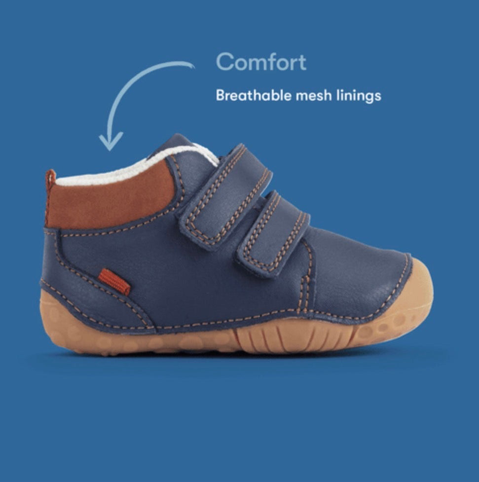 STARTRITE - PIP - NAVY LEATHER VELCRO PRE-WALKERS