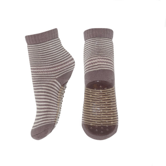 MP Denmark Vilde Stripy Socks - Anti Slip - Dark Purple Dove
