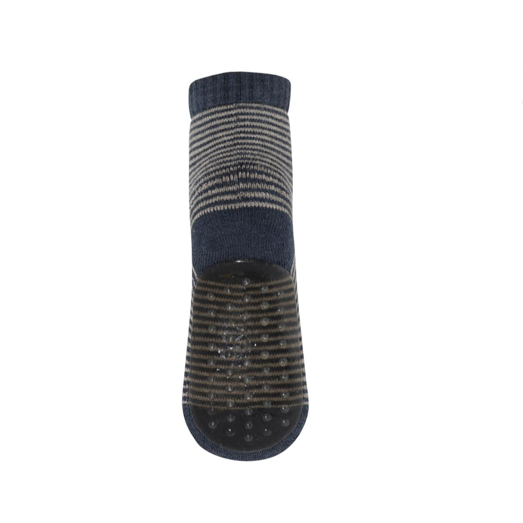 MP Denmark Vilde Stripy Socks - Anti Slip - Dark Denim Melange