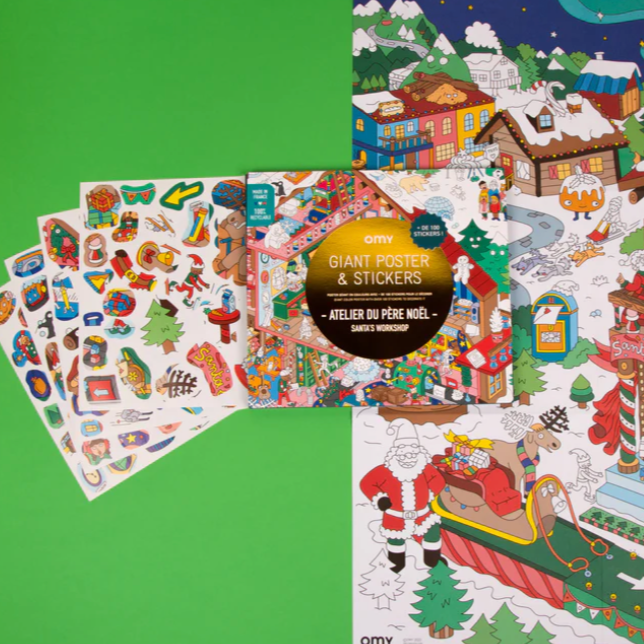OMY  Santa’s Workshop  - Giant Colouring and sticker Poster