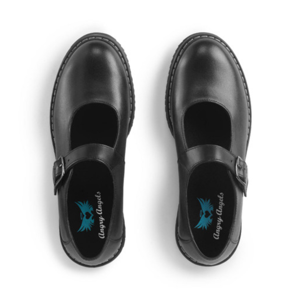 Start-Rite Embrace Black leather girls buckle Angry Angels school shoes