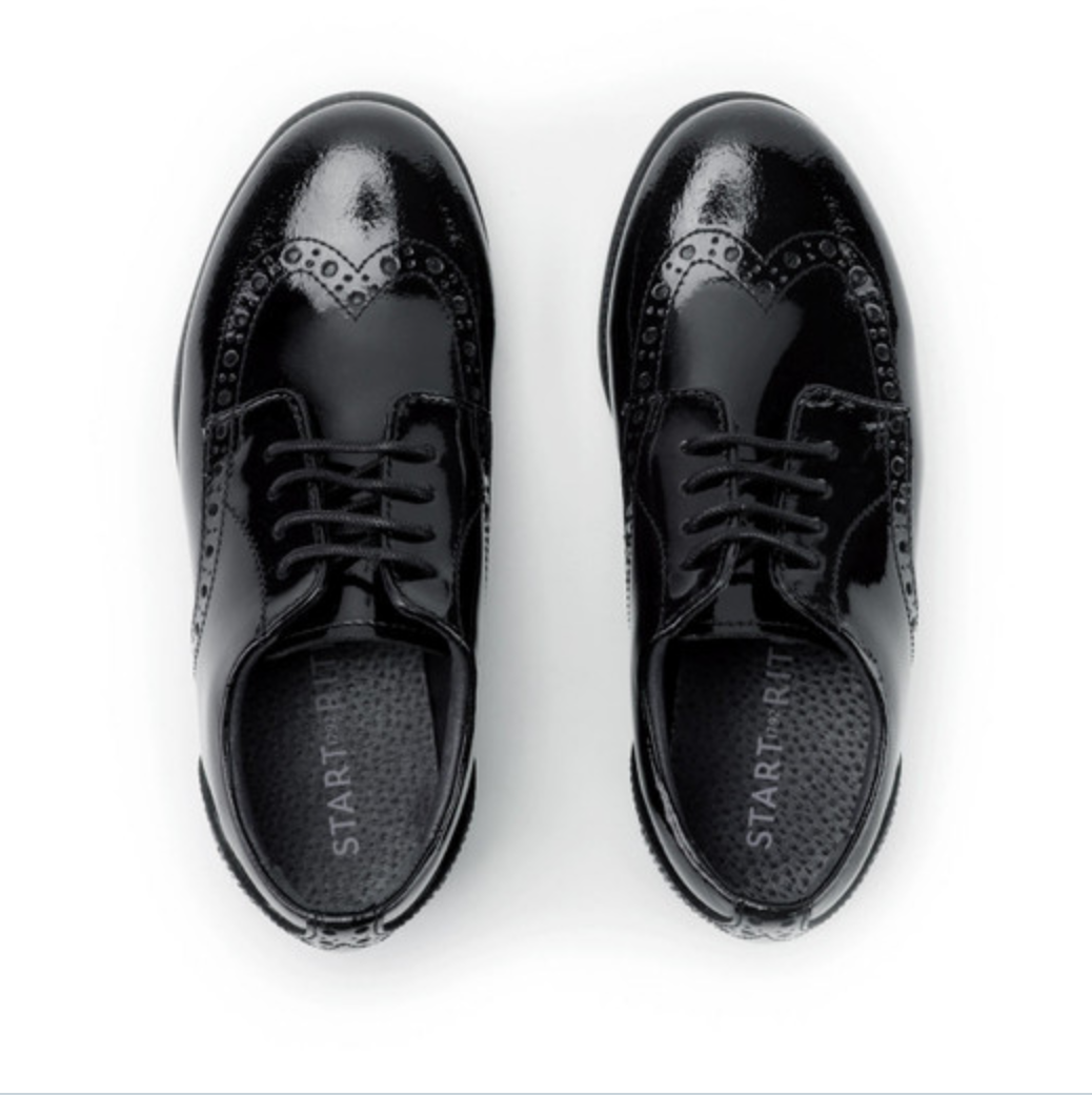 Start-Rite Brogue Snr Black Patent School Shoes