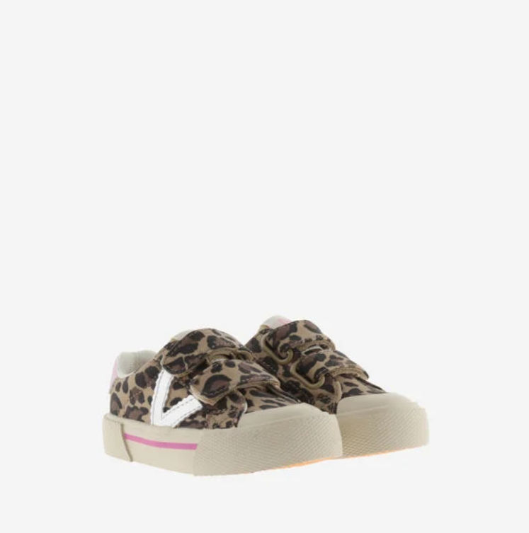 Victoria TRIBU Velcro Canvas Leopard Print Trainers