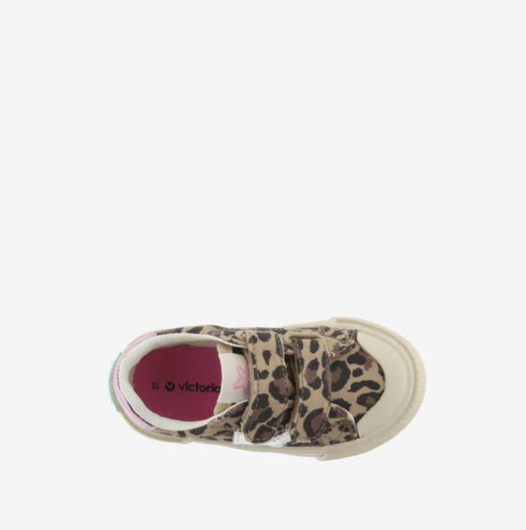 Victoria TRIBU Velcro Canvas Leopard Print Trainers