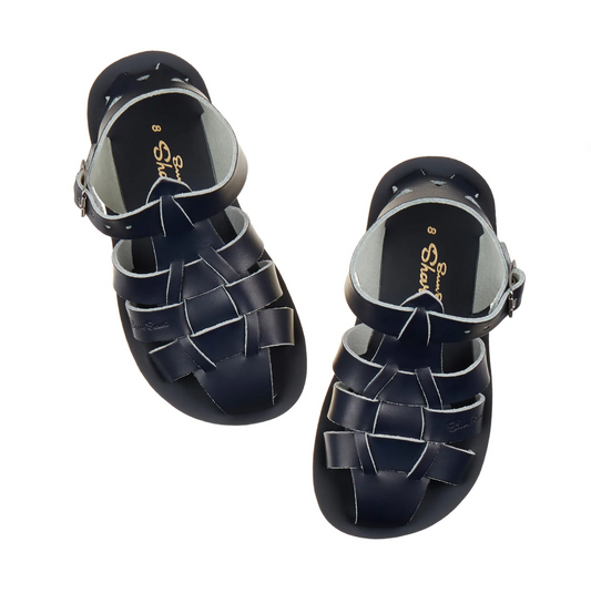 Saltwater Shark Navy Kids Fisherman Sandals