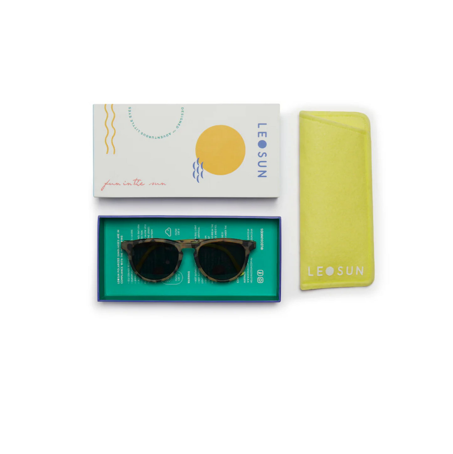LEOSUN KIDS POLARIZED SUNGLASSES 3+ YEARS - OLI | TORTOISE / NEON