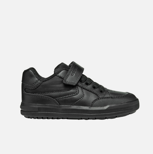 GEOX Arzach Junior Black Leather School Shoes