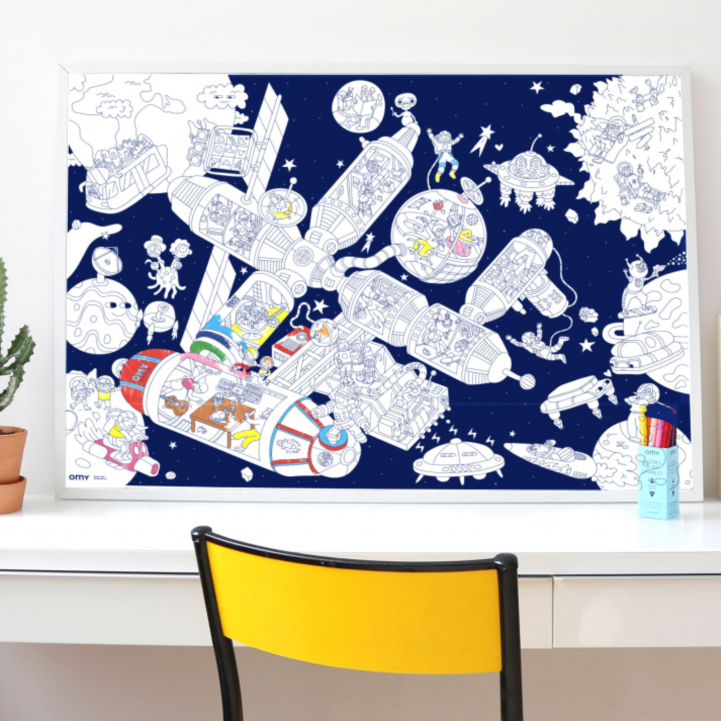 OMY Space Station and stickers  - Giant Colouring Poster