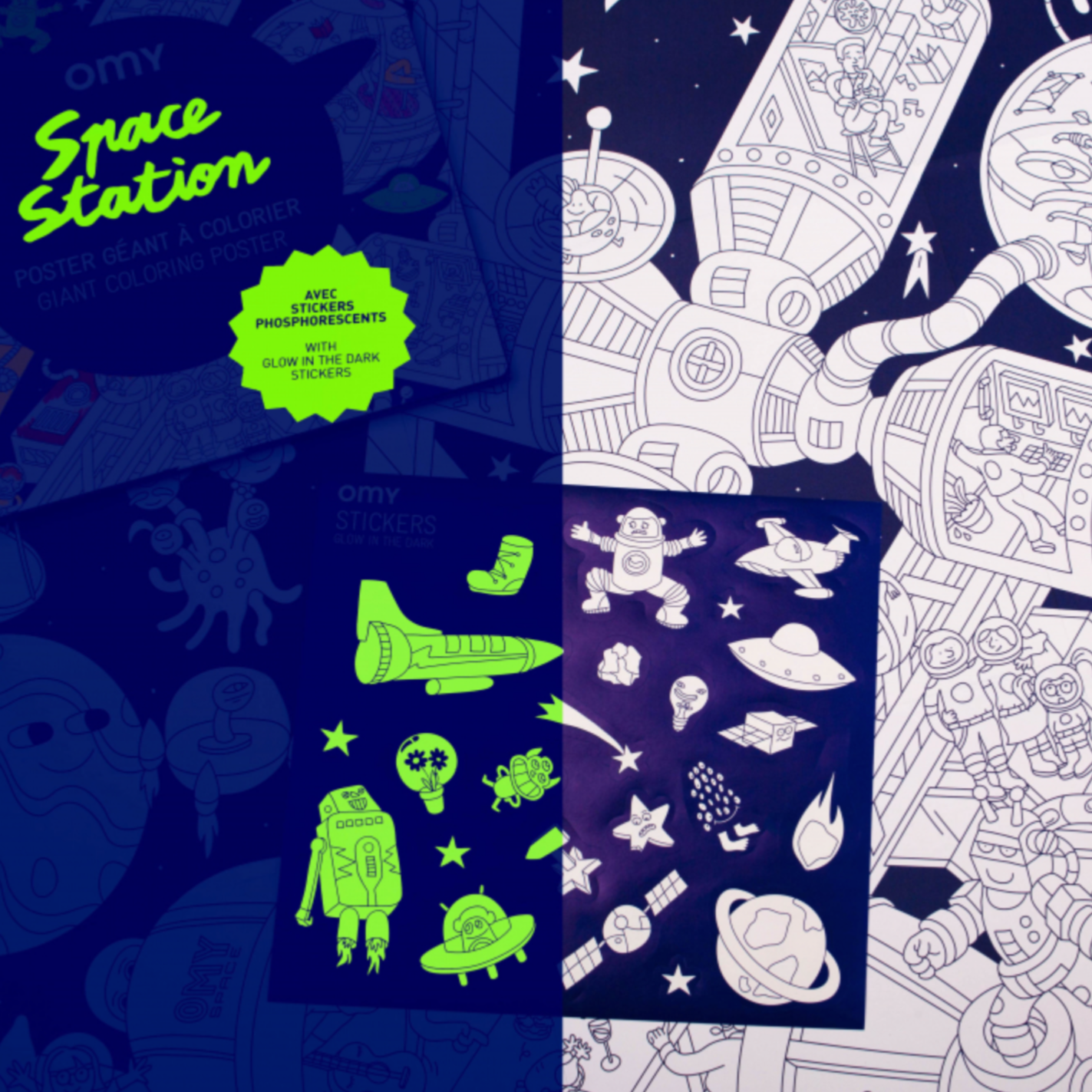 OMY Space Station and stickers  - Giant Colouring Poster