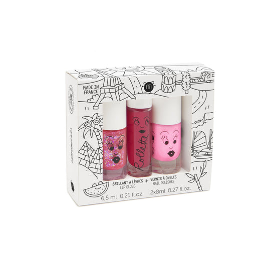 Nailmatic Kids World Tour Trio Set - Lip Gloss and Polishes
