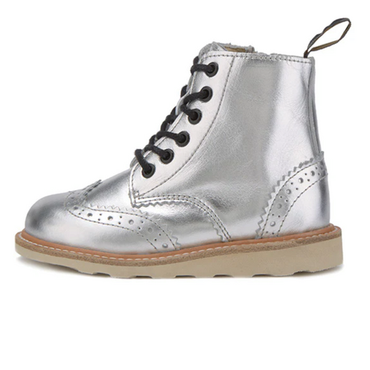 Young Soles Sidney Boot Silver Leather