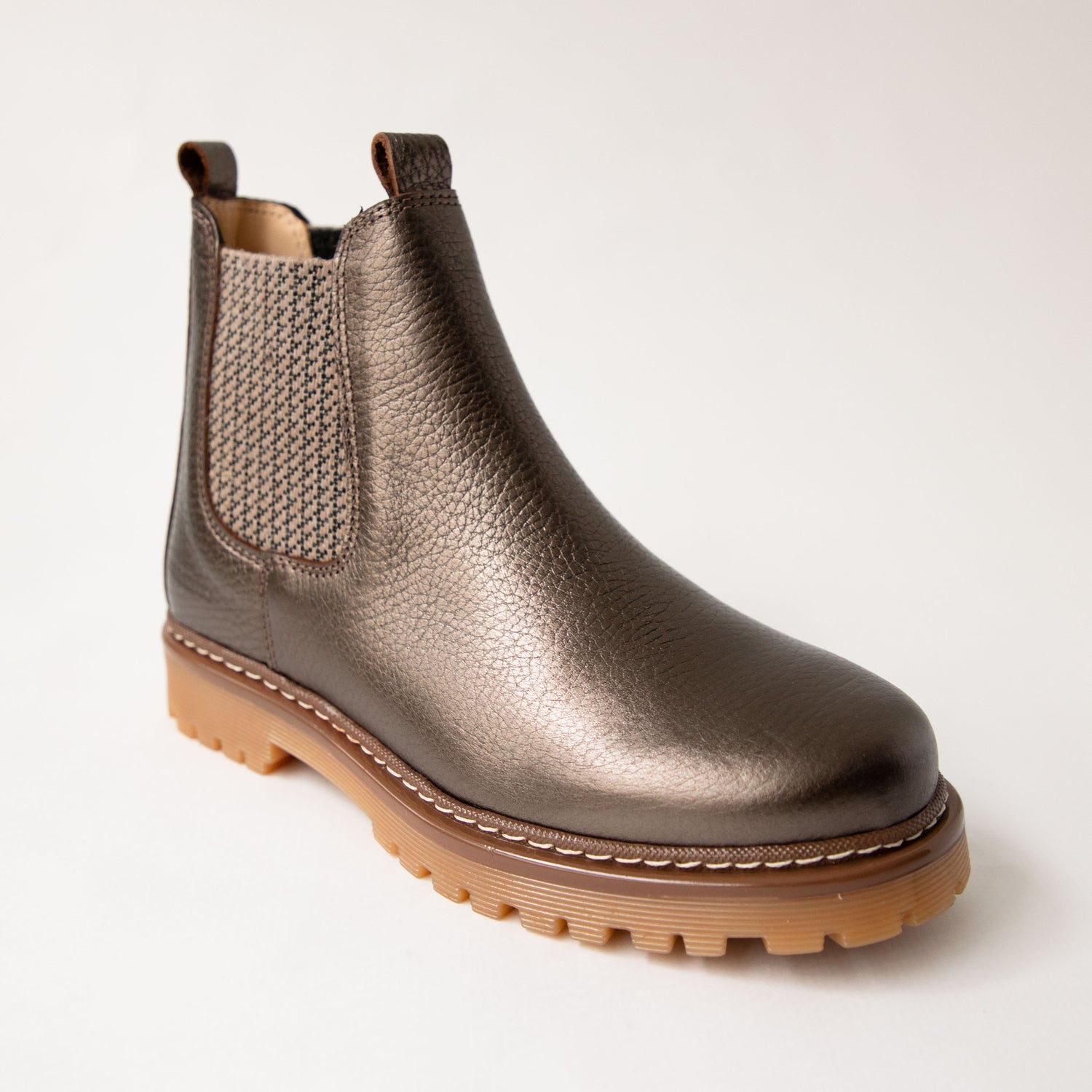 Angulus Classic Chelsea Boots Grey Shine/Check