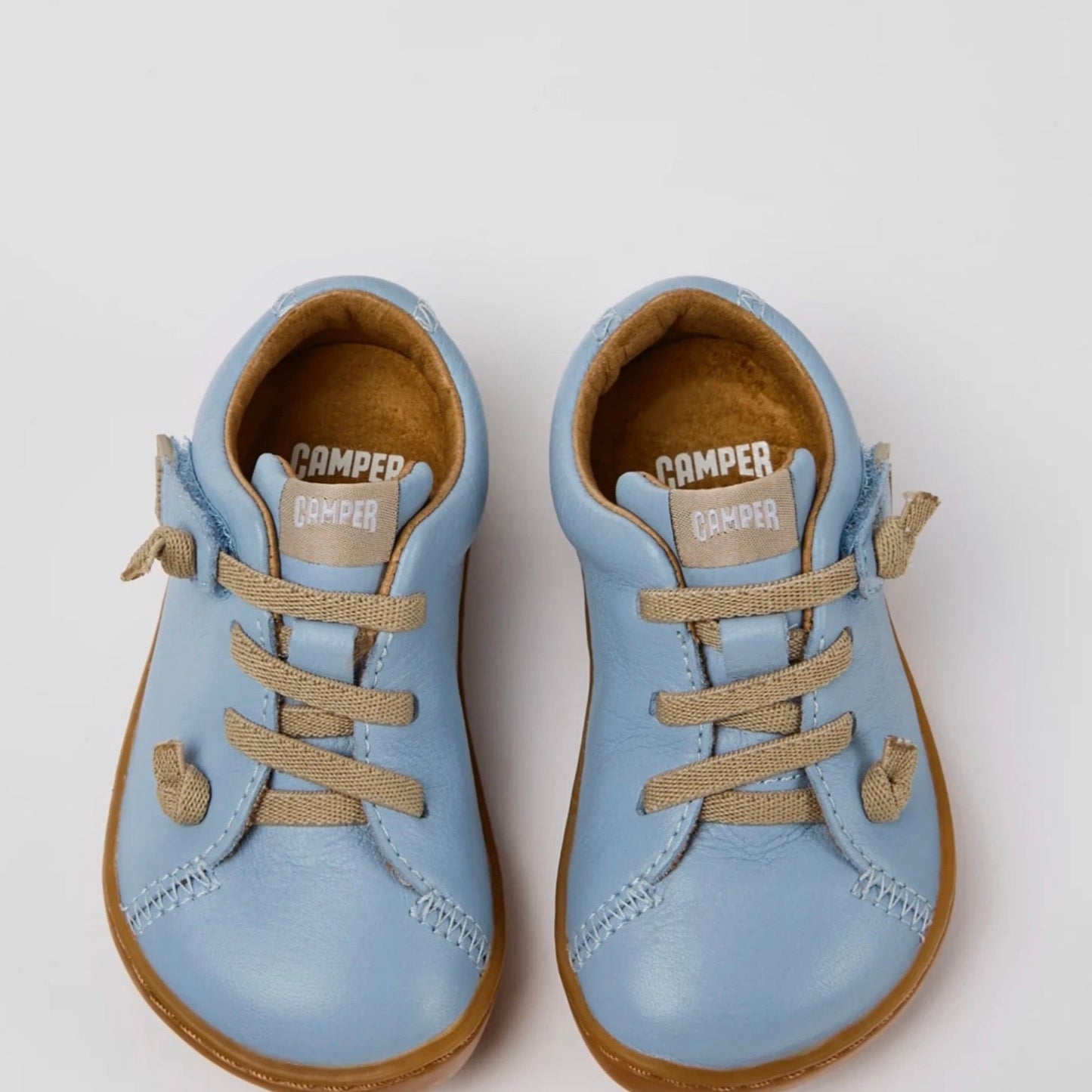 Camper Peu Pale Blue Leather Kids Shoe