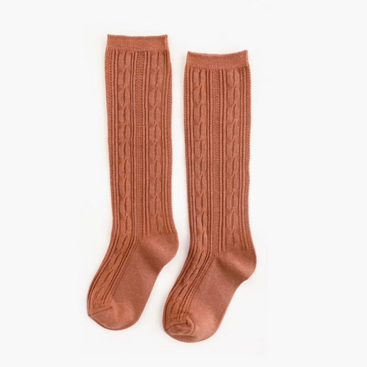 Little Stocking Co Cable Knit, Knee High Socks - Marmalade