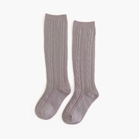 Little Stocking Co Cable Knit, Knee High Socks - Dove